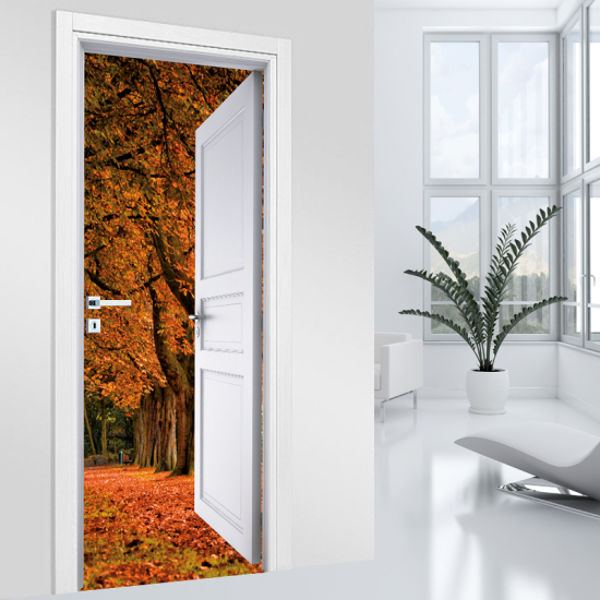 Adesivo per porta - Sentiero autunno