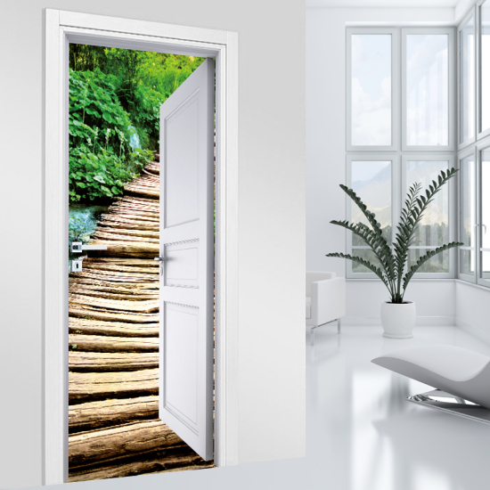 Adesivo per porta - Sentiero in Legno