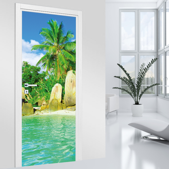 Adesivo per porta - Spiaggia Cocotier