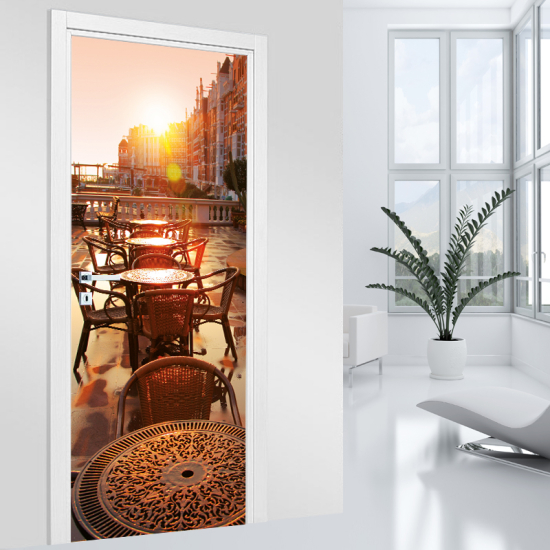 Adesivo per porta - Terrazza in città