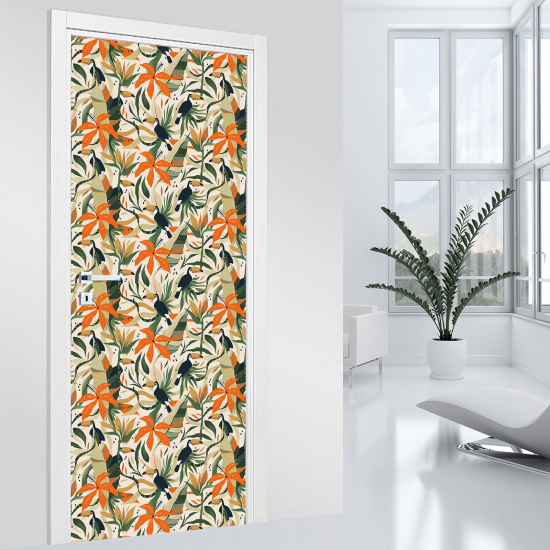 Adesivo per porta - Tucani fiori