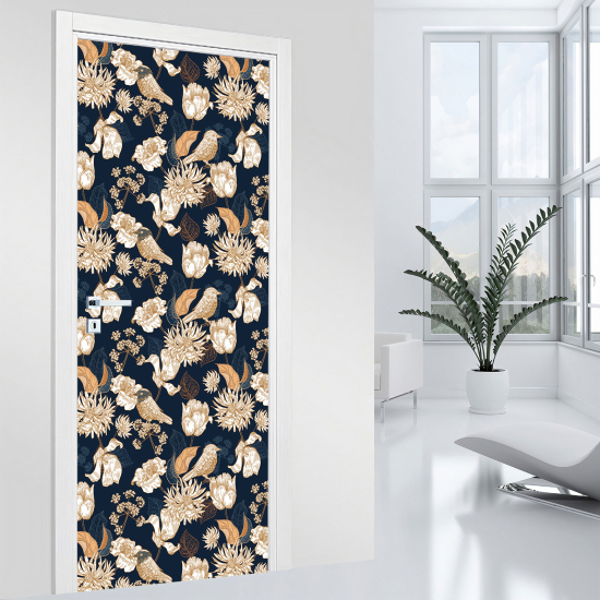 Adesivo per porta - Uccelli fiori
