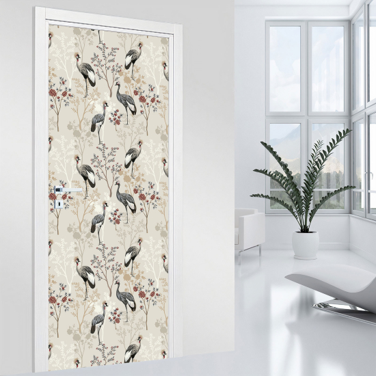 Adesivo per porta - Uccelli fiori