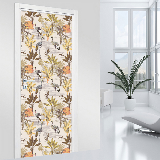 Adesivo per porta - Uccelli fiori