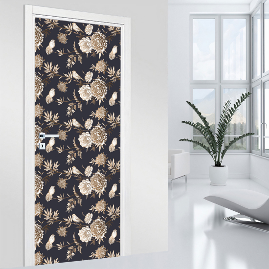 Adesivo per porta - Uccelli fiori