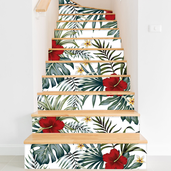 Adesivo Per Scale - Fiori tropicali