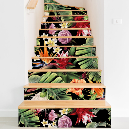 Adesivo Per Scale - Fiori tropicali