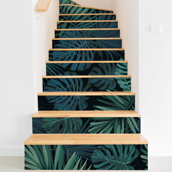 Adesivo Per Scale - Foglie tropicali