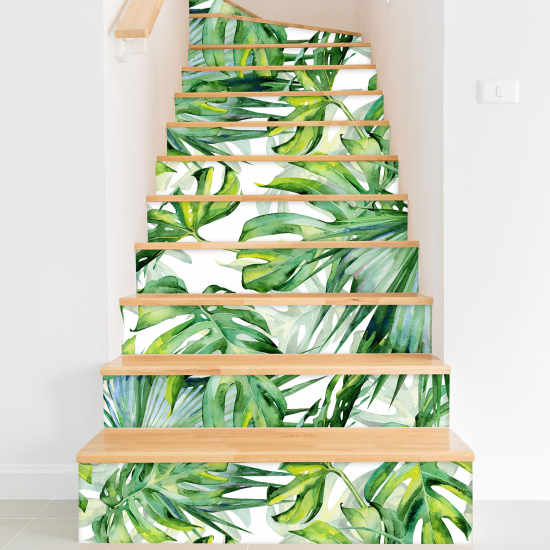 Adesivo Per Scale - Foglie tropicali