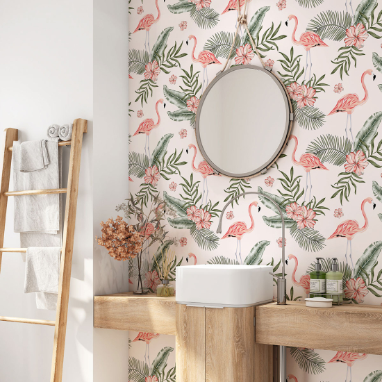 Alzatina adesiva per bagno - Fenicotteri rosa