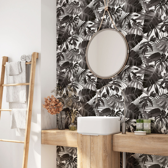 Alzatina adesiva per bagno - Foglie tropicali