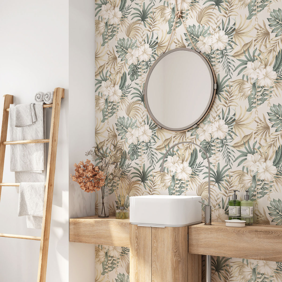 Alzatina adesiva per bagno - Foglie Tropicali