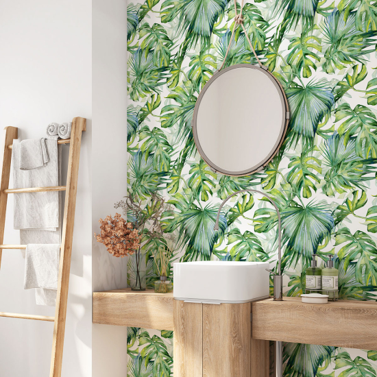 Alzatina adesiva per bagno - Foglie tropicali