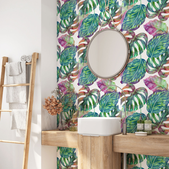 Alzatina adesiva per bagno - Foglie Tropicali