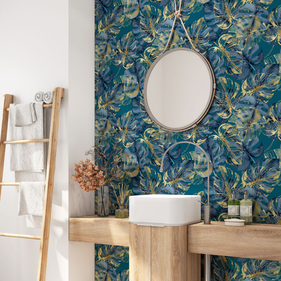 Alzatina adesiva per bagno - Foglie Tropicali