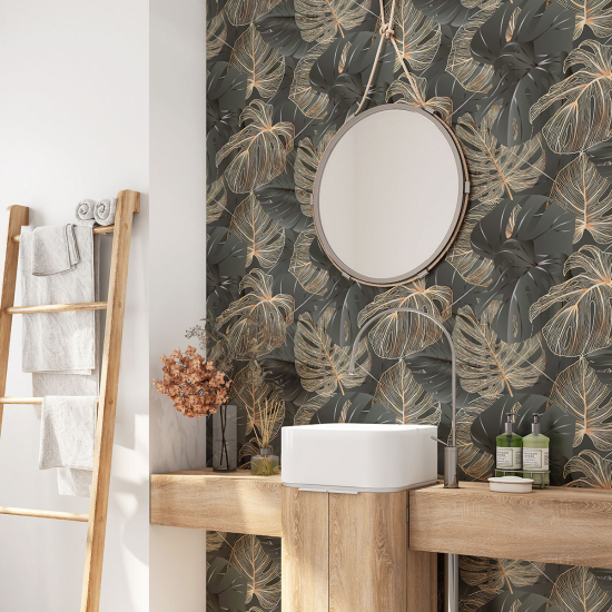 Alzatina adesiva per bagno - Foglie tropicali