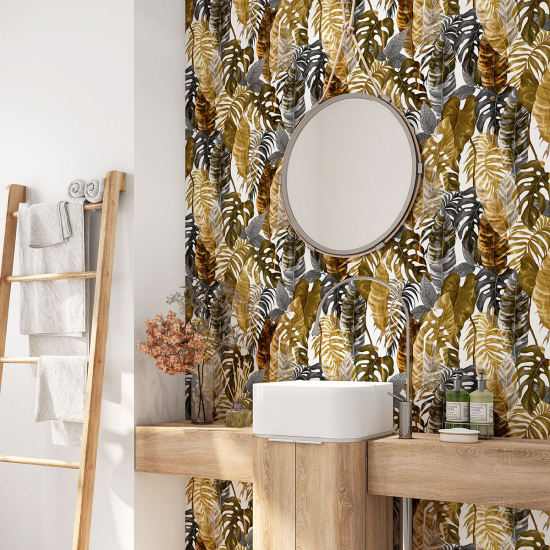 Alzatina adesiva per bagno - Foglie Tropicali