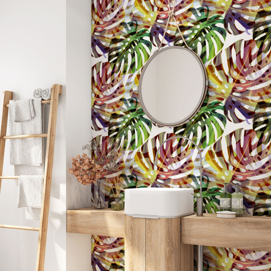 Alzatina adesiva per bagno - Foglie Tropicali