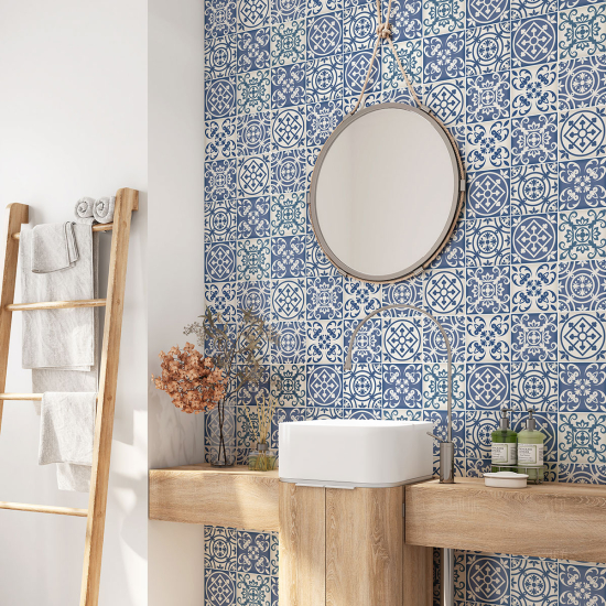 Alzatina adesiva per bagno - Motivo piastrelle di cemento