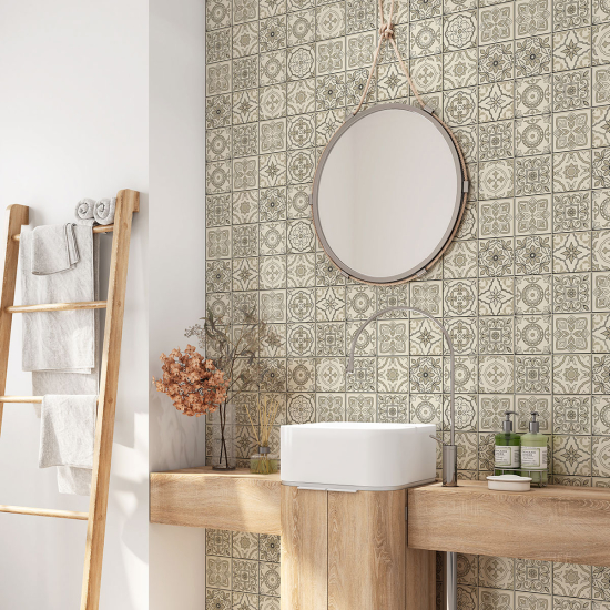 Alzatina adesiva per bagno - Motivo piastrelle di cemento