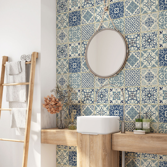 Alzatina adesiva per bagno - Motivo piastrelle di cemento