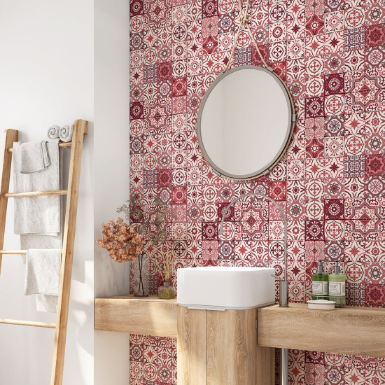 Alzatina adesiva per bagno - Motivo piastrelle di cemento