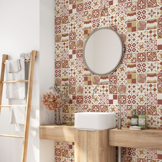 Alzatina adesiva per bagno - Motivo piastrelle di cemento