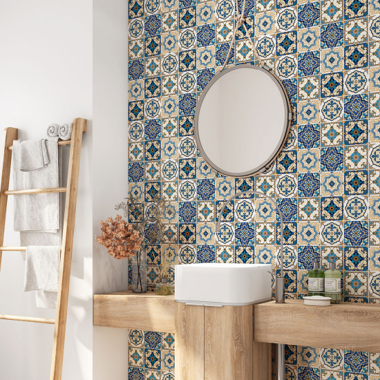Alzatina adesiva per bagno - Motivo piastrelle di cemento