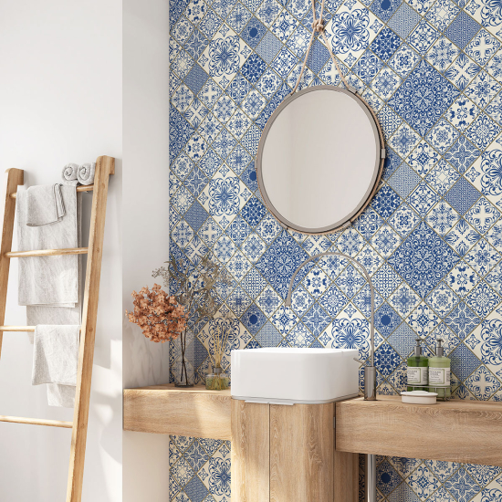 Alzatina adesiva per bagno - Motivo piastrelle di cemento