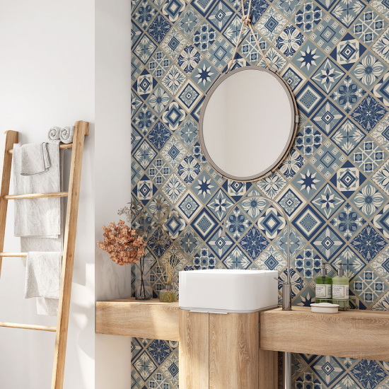 Alzatina adesiva per bagno - Motivo piastrelle di cemento