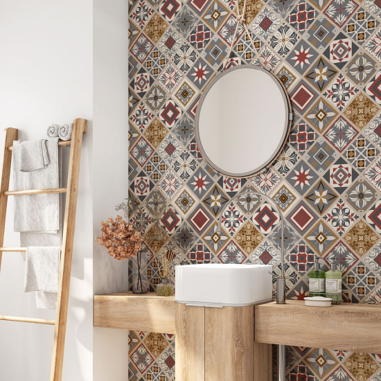 Alzatina adesiva per bagno - Motivo piastrelle di cemento