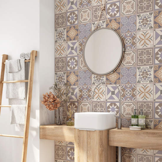 Alzatina adesiva per bagno - Motivo piastrelle di cemento
