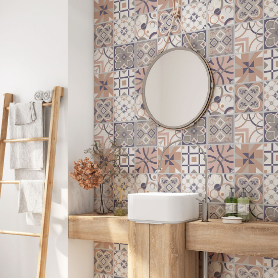 Alzatina adesiva per bagno - Motivo piastrelle di cemento