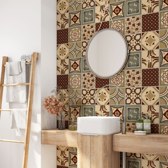 Alzatina adesiva per bagno - Motivo piastrelle di cemento