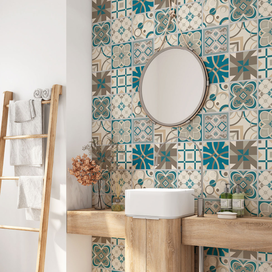 Alzatina adesiva per bagno - Motivo piastrelle di cemento