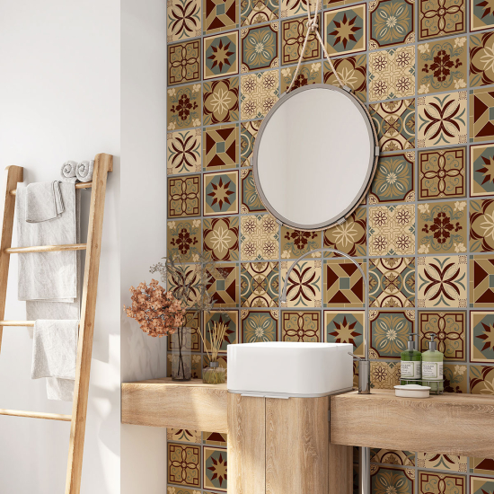 Alzatina adesiva per bagno - Motivo piastrelle di cemento