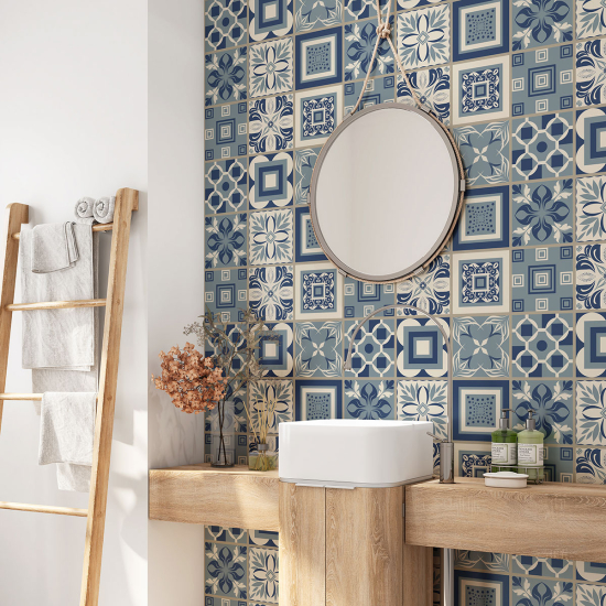 Alzatina adesiva per bagno - Motivo piastrelle di cemento
