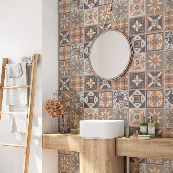 Alzatina adesiva per bagno - Motivo piastrelle di cemento
