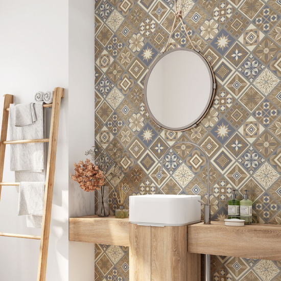 Alzatina adesiva per bagno - Motivo piastrelle di cemento