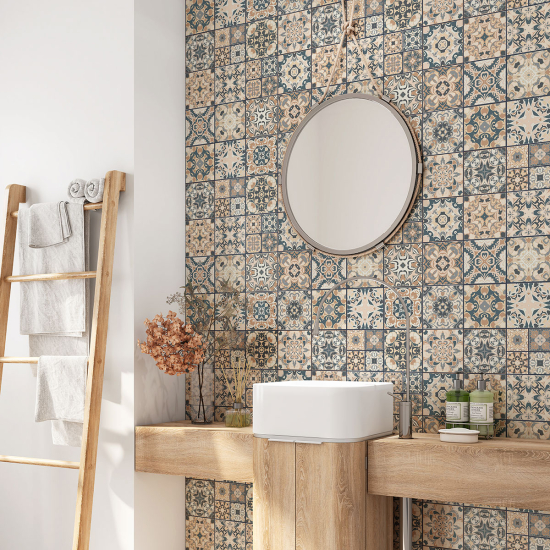 Alzatina adesiva per bagno - Motivo piastrelle di cemento