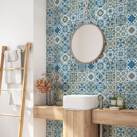 Alzatina adesiva per bagno - Motivo piastrelle di cemento