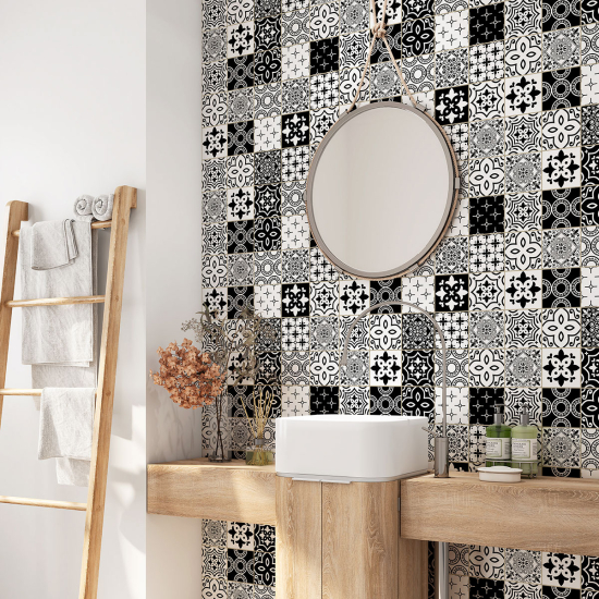 Alzatina adesiva per bagno - Motivo piastrelle di cemento