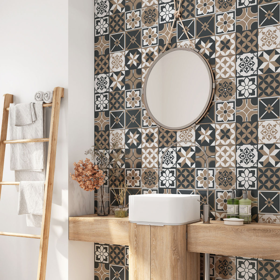 Alzatina adesiva per bagno - Motivo piastrelle di cemento
