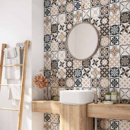 Alzatina adesiva per bagno - Motivo piastrelle di cemento