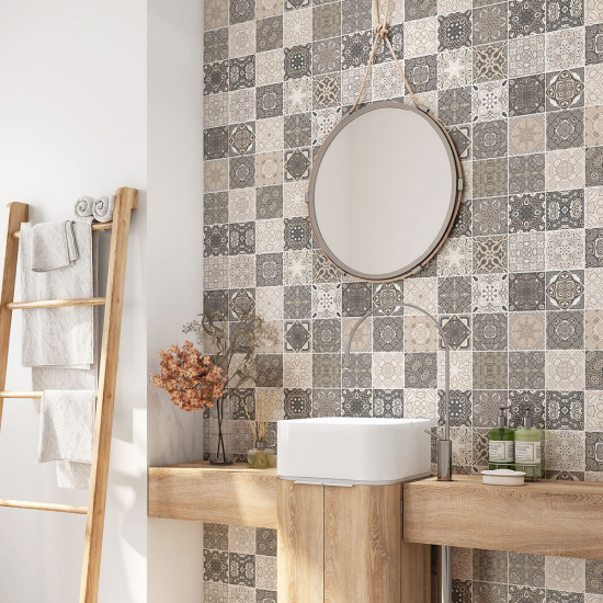 Alzatina adesiva per bagno - Motivo piastrelle di cemento