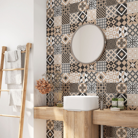 Alzatina adesiva per bagno - Motivo piastrelle di cemento