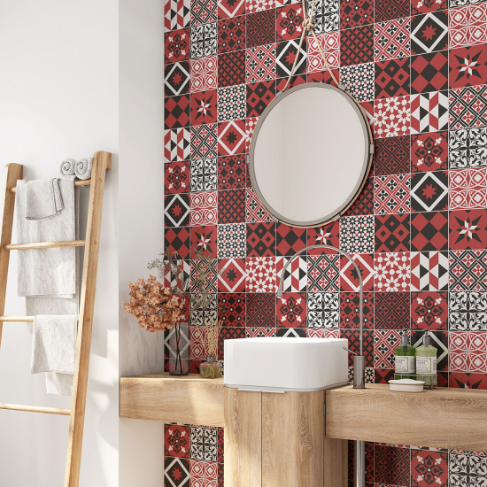 Alzatina adesiva per bagno - Motivo piastrelle di cemento