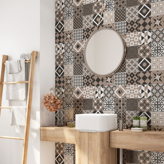 Alzatina adesiva per bagno - Motivo piastrelle di cemento