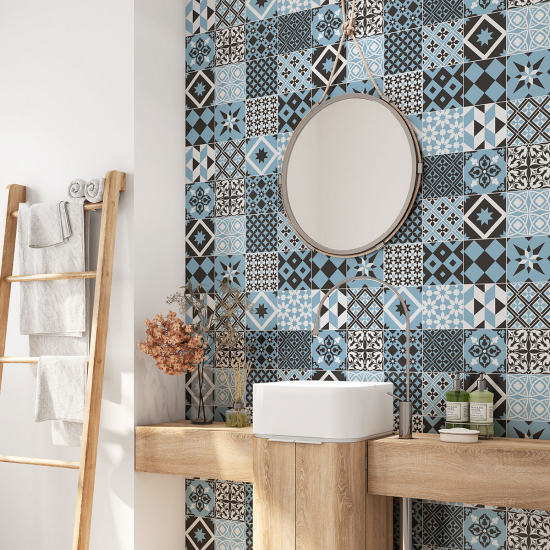 Alzatina adesiva per bagno - Motivo piastrelle di cemento