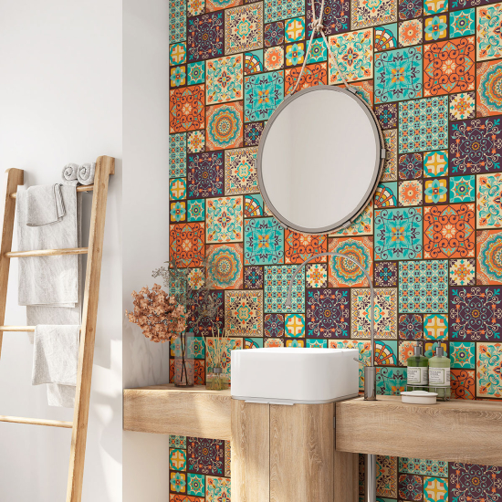 Alzatina adesiva per bagno - Motivo piastrelle di cemento